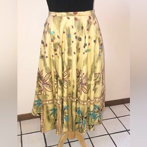 Full, cotton, print circle skirt.